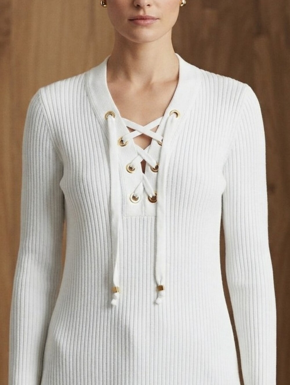 MICHAEL Michael Kors Ribbed Lace-Up Sweater Tunic
